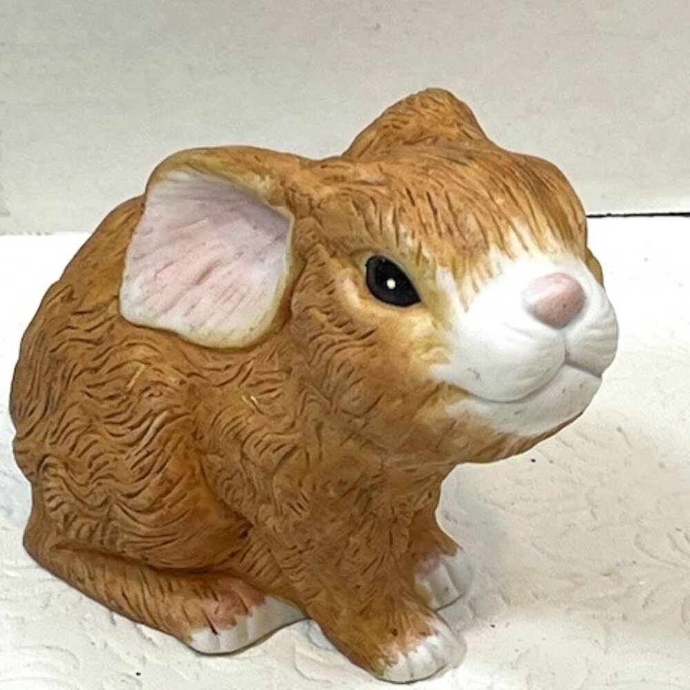 Bunny Rabbit Porcelain Sculpture Snuggle Babies 1988 River Shore 4.5"x3.5"